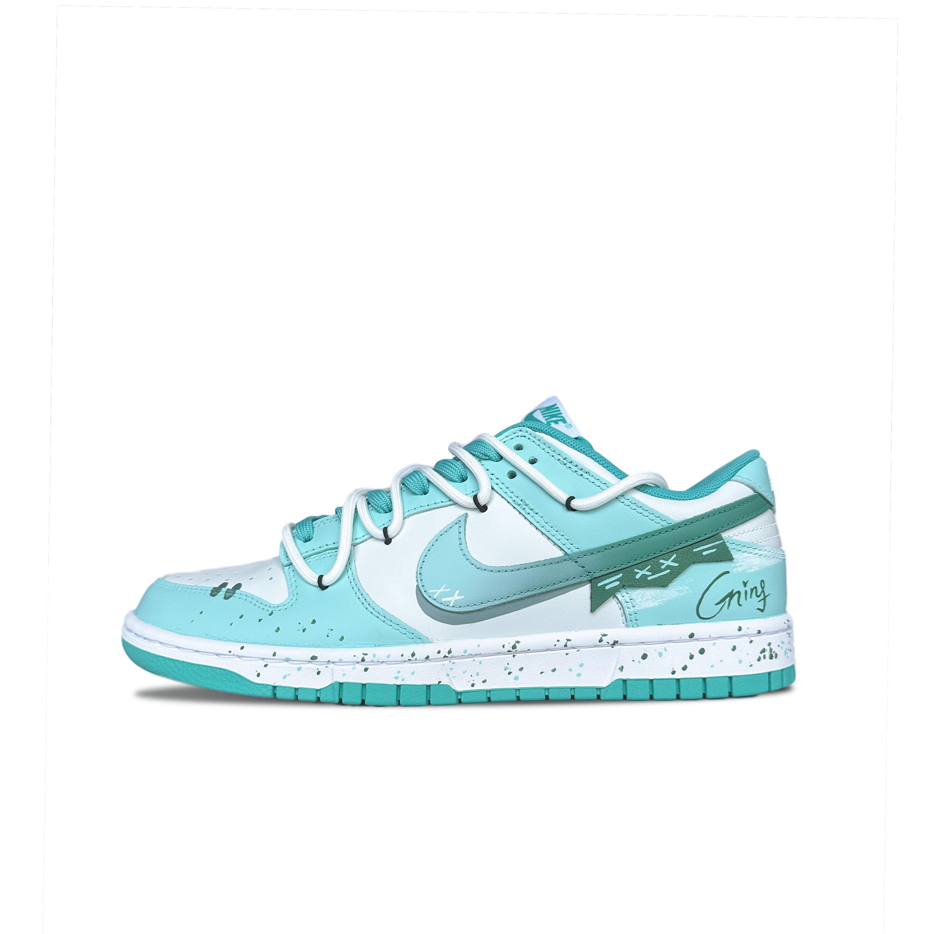 

Кроссовки Nike Dunk Skateboarding Shoes Men Low-top White/Blue Green, белый