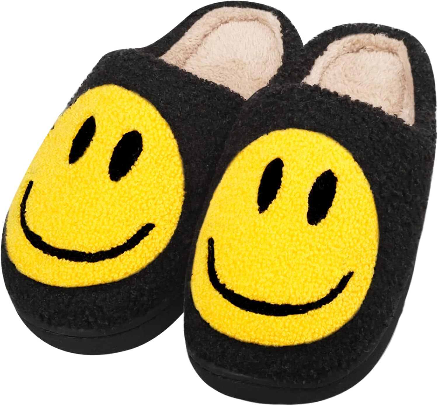 

Тапочки с улыбающимся лицом для женщин и мужчин, ретро, удобные, теплые, мягкие Miscloder, желтый