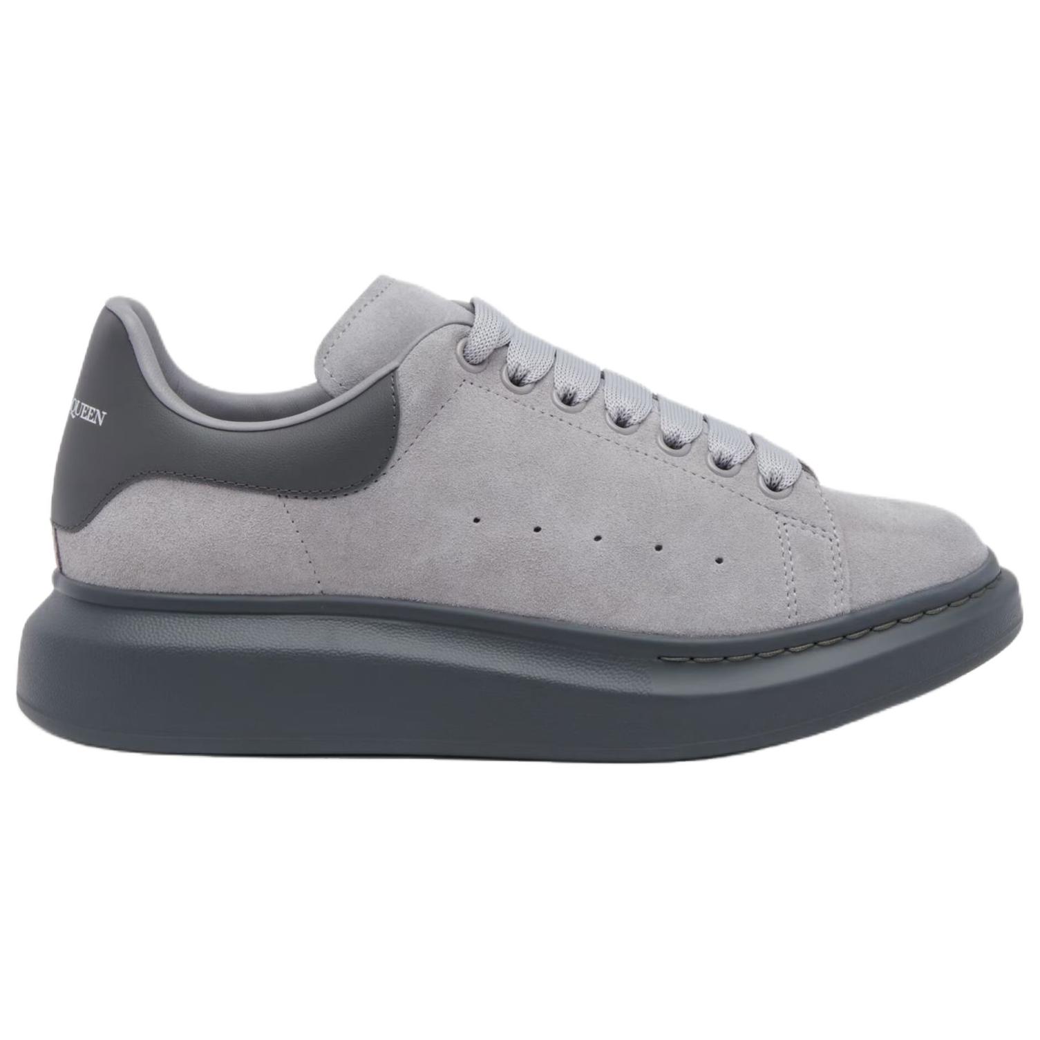 Alexander McQueen Оверсайз кроссовки из телячьей кожи low top мужские серые — фото 3