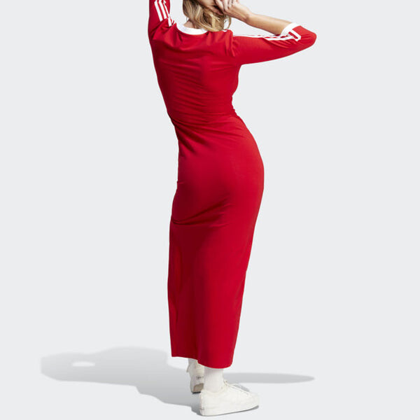 Платье оригиналы adicolor классика 3 полоски макси платье азиатские размеры Adidas, алый — фото 3