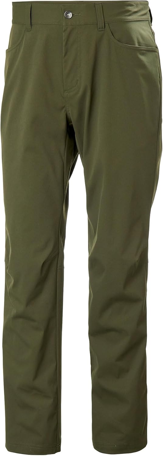 

Брюки Helly-Hansen Holmen 5 Pocket Pant мужские повседневные с застежкой-молнией спереди, анатомические колени, водоотталкивающая отделка Helly Hansen, 431 Utility Green