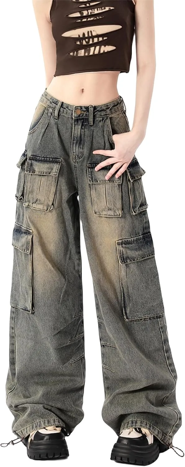 

Женские джинсы low waist с карманами в стиле хип-хоп Cotoinddy