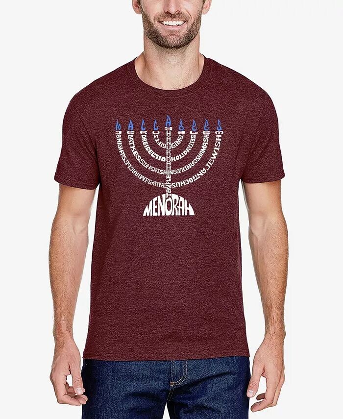 

Футболка Menorah Premium Blend Word Art для мужчин LA Pop Art, красный