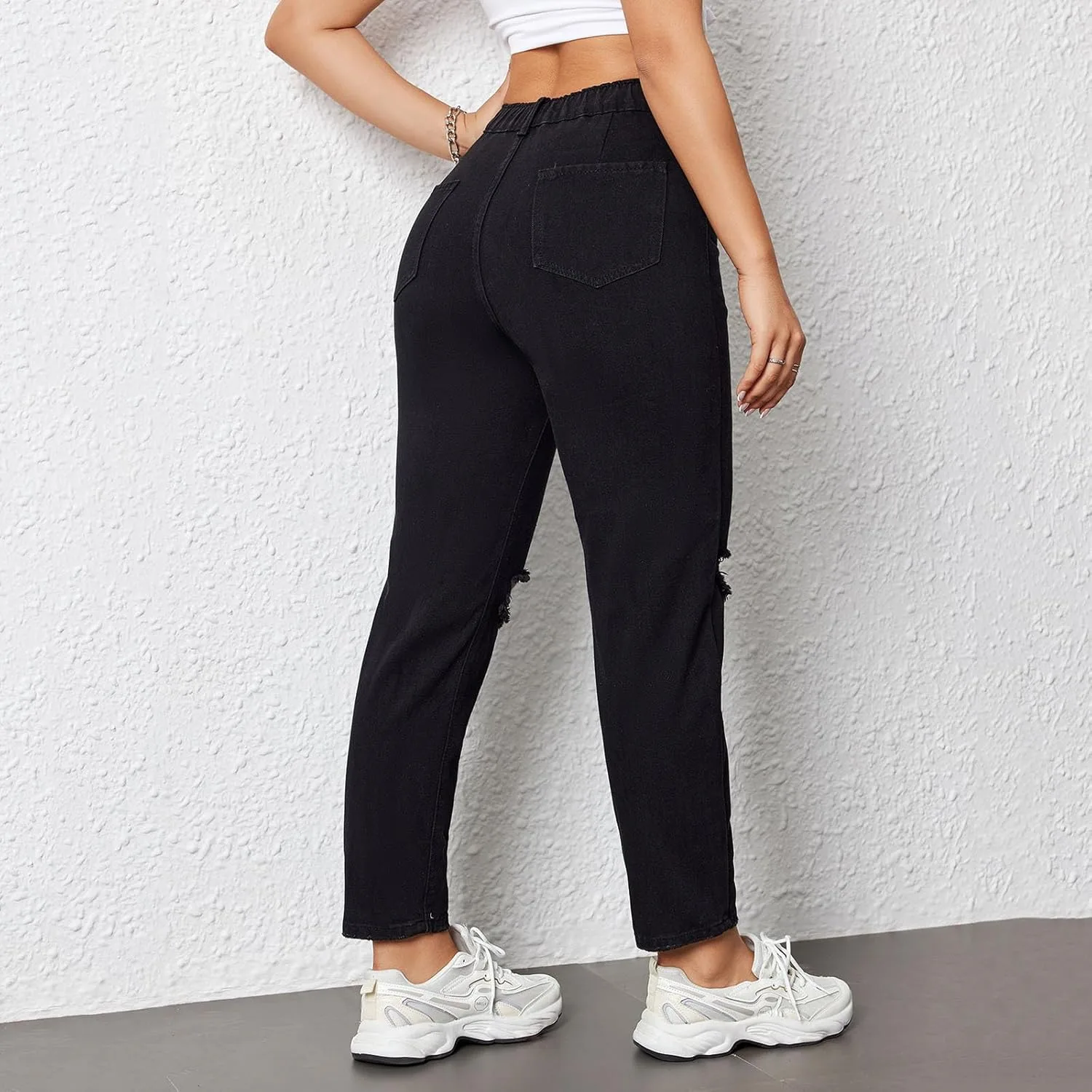 Джинсы для женщин High Waisted Ripped Baggy Straight Leg — фото 3