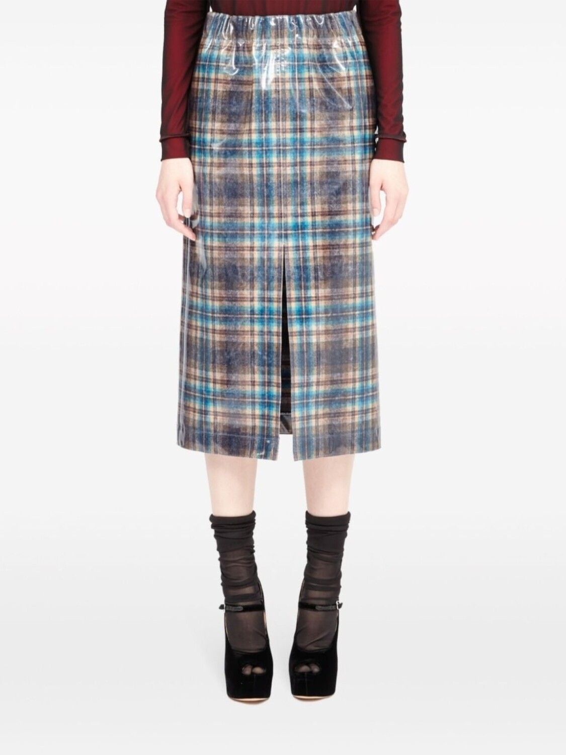 

Maison Margiela лакированная юбка в клетку из коллаборации с Pendleton, зеленый