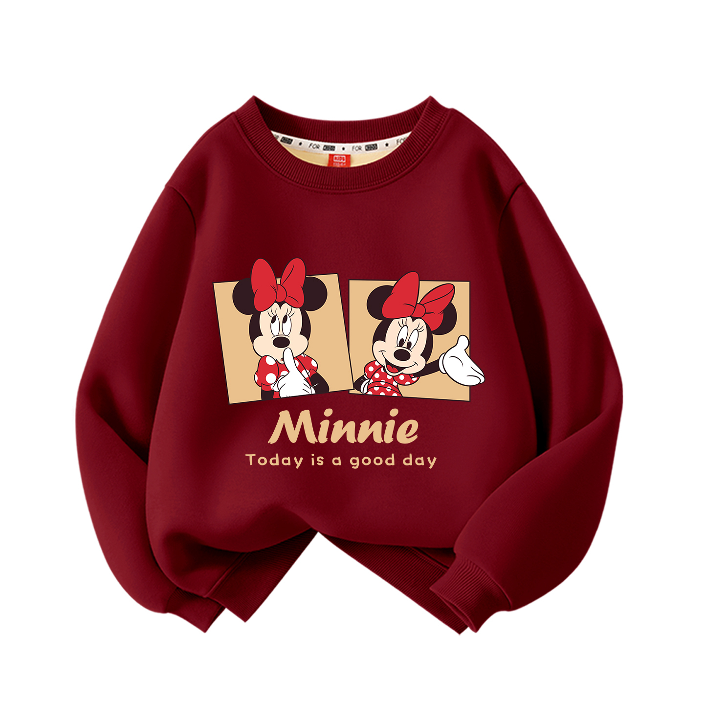 

Детская толстовка с круглым вырезом, утолщенные и на флисовой подкладке Disney, [thickened and fleece-lined]d mood nude бордовый