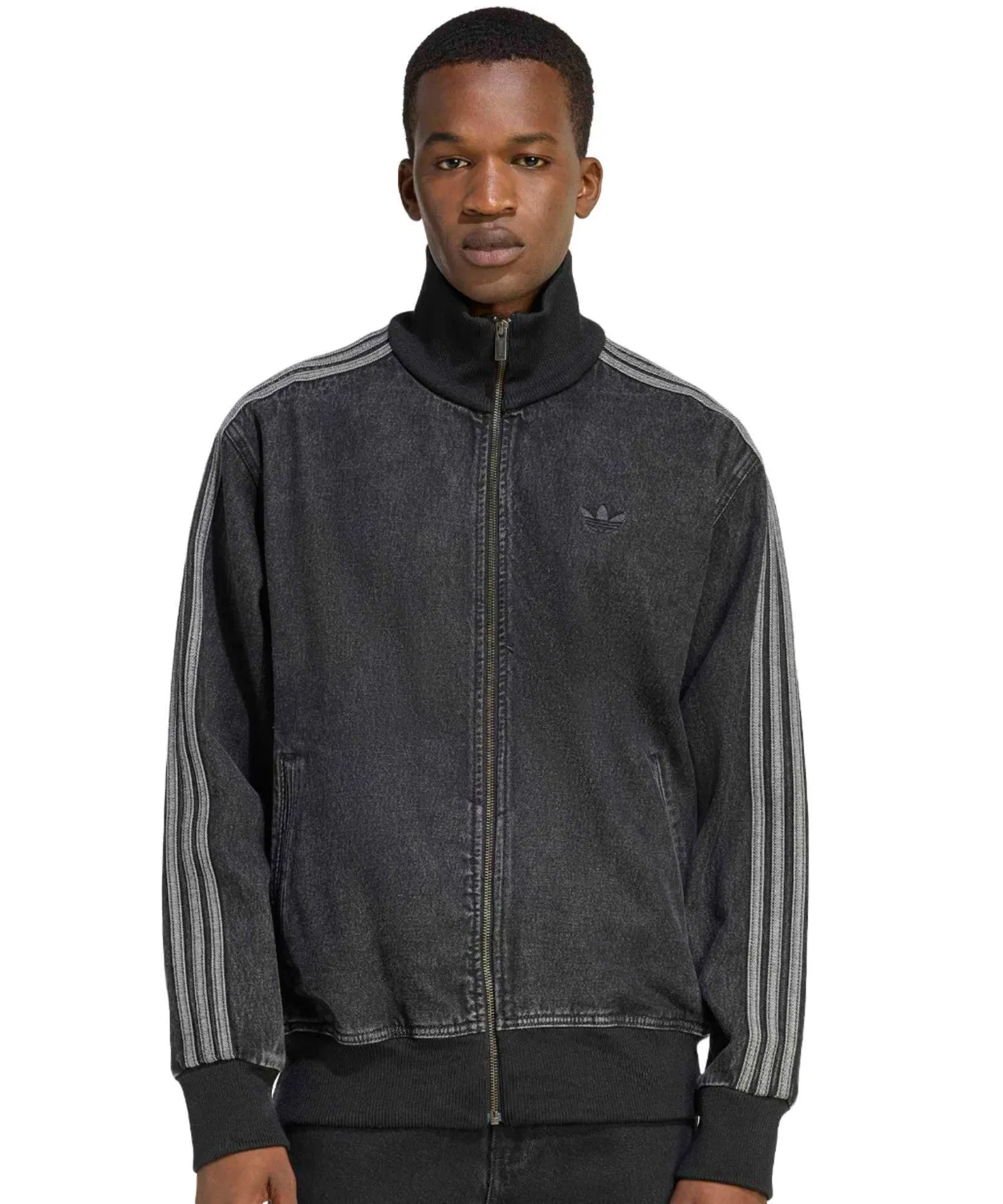 Трек-топ из денима adidas ADICOLOR DENIM FIREBIRD, черный — фото 3