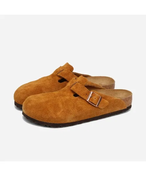 Унисекс сандалии из замши Birkenstock Boston коричневые