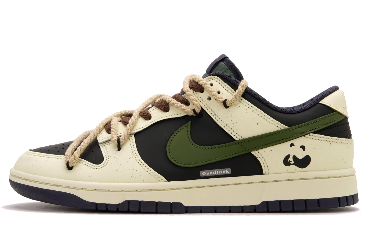Nike Кроссовки Dunk Panda Sequel Low Top Skateboard мужские черные бежевые желтые зеленые — фото 3