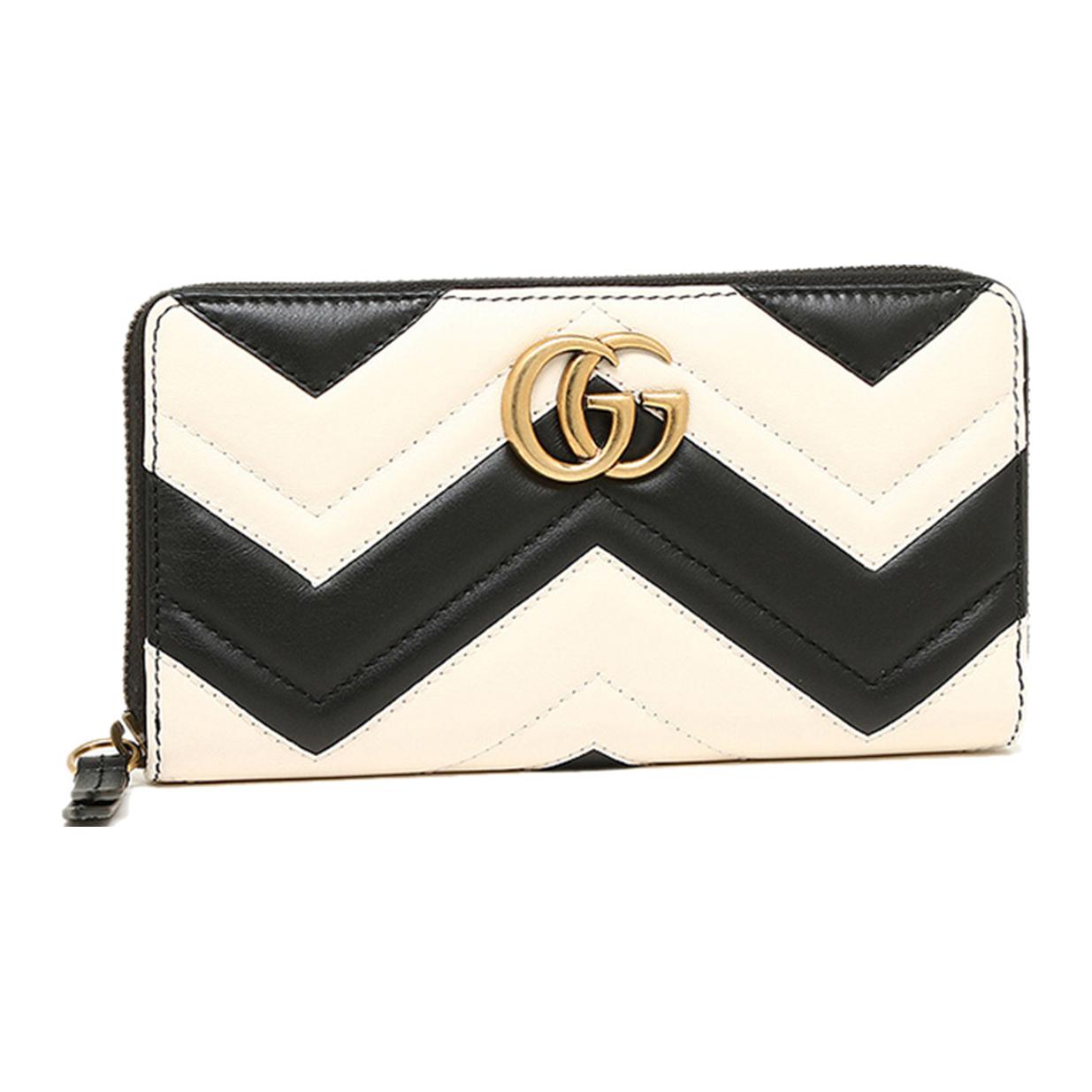 

GUCCI Кожаный кошелек GG Marmont для женщин черно-белый