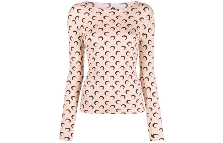 

Топ Second Skin с принтом полумесяца beige Marine Serre, Nude