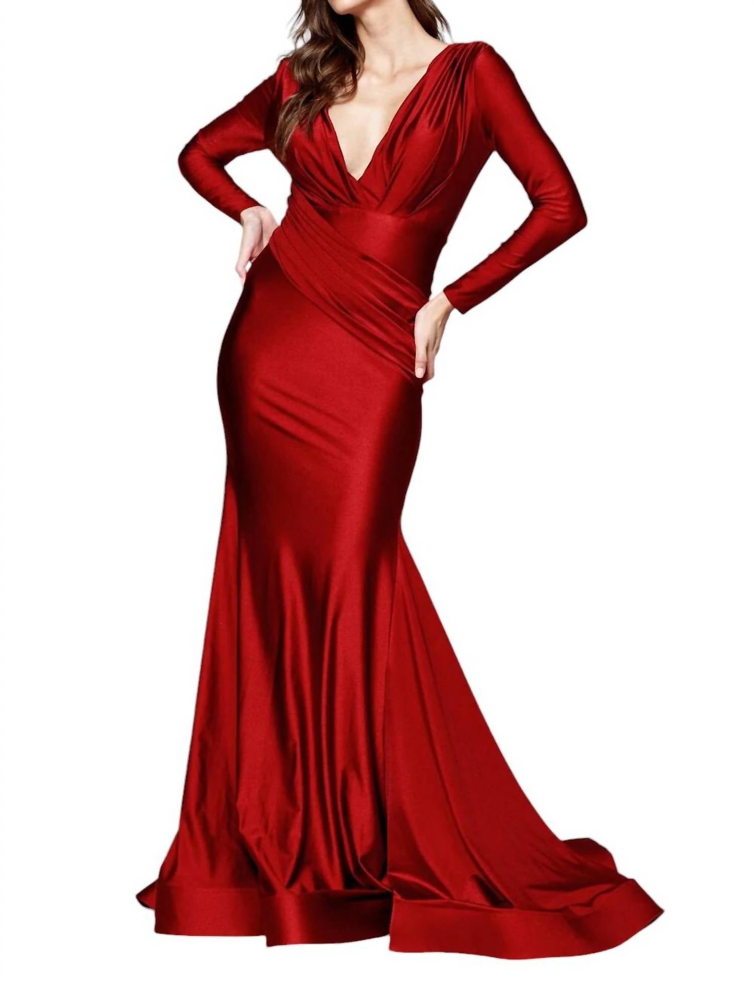 

Платье из лайкры с длинными рукавами в Бурге Amelia Couture, цвет burg