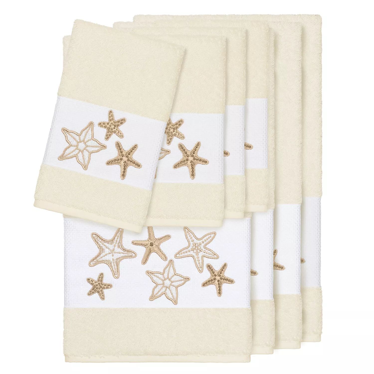 

Linum Home Textiles Набор украшенных банных полотенец Lydia из 8 предметов, бежевый