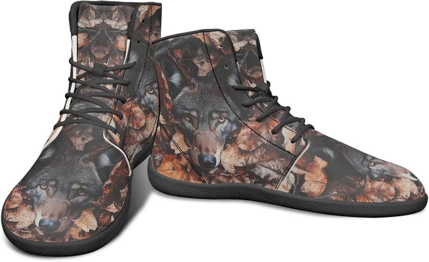 

Мужские кроссовки из искусственной кожи PU, широкий носок, для ходьбы, высокие повседневные туфли, противоскользящие, с нулевым перепадом, спортивные кроссовки для взрослых, размеры US 5-14 Qoiuvncy, Wolf Dead Leaves