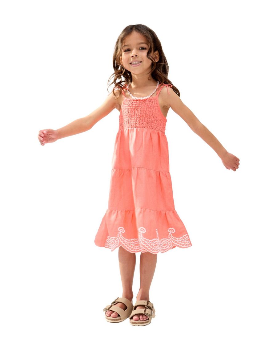 

Платье для маленьких девочек Raffya Emma с присборенным лифом и вышивкой по краю Raffya Kids, Coral