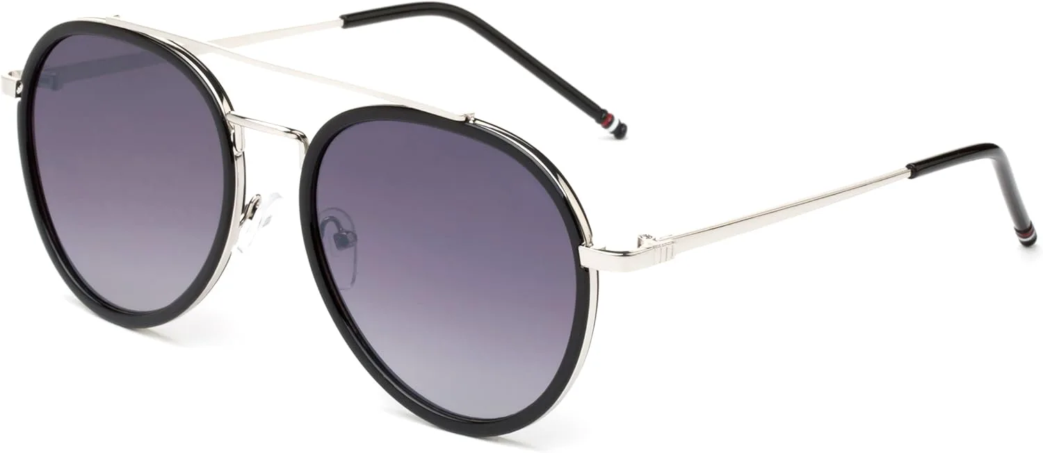 

«Bound» — современные солнцезащитные очки в геометрическом круглом стиле от знаменитостей, модные для женщин и мужчин Newbee Fashion Sunglasses, Black/Purple