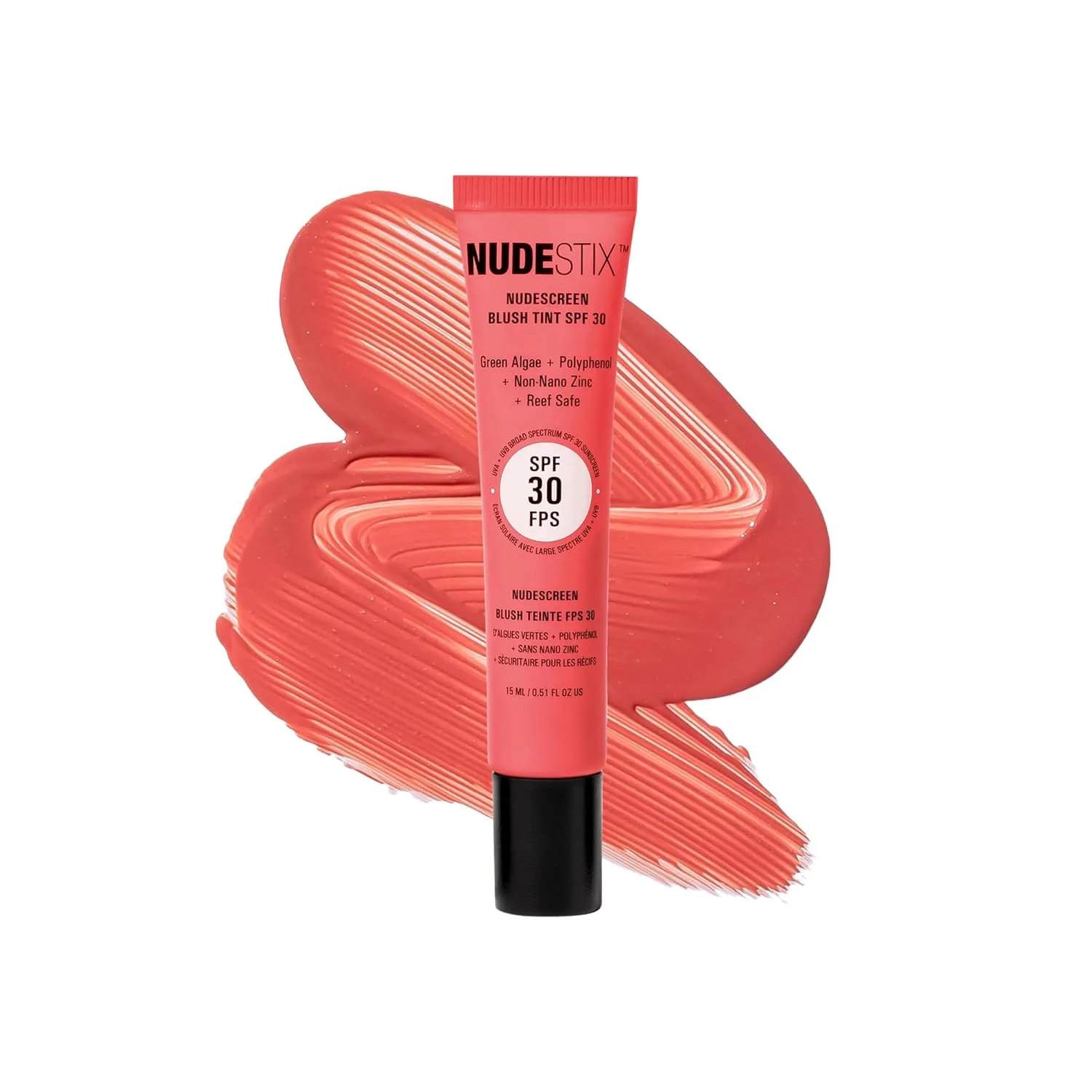 Жидкие румяна-тинт Nudestix Nudescreen Blush Tint SPF 30 - многофункциональные румяна для щек, глаз и губ с минеральным солнцезащитным фильтром | Широкий спектр защиты от UVA/UVB-лучей и синего света, Strawberry Sunburst