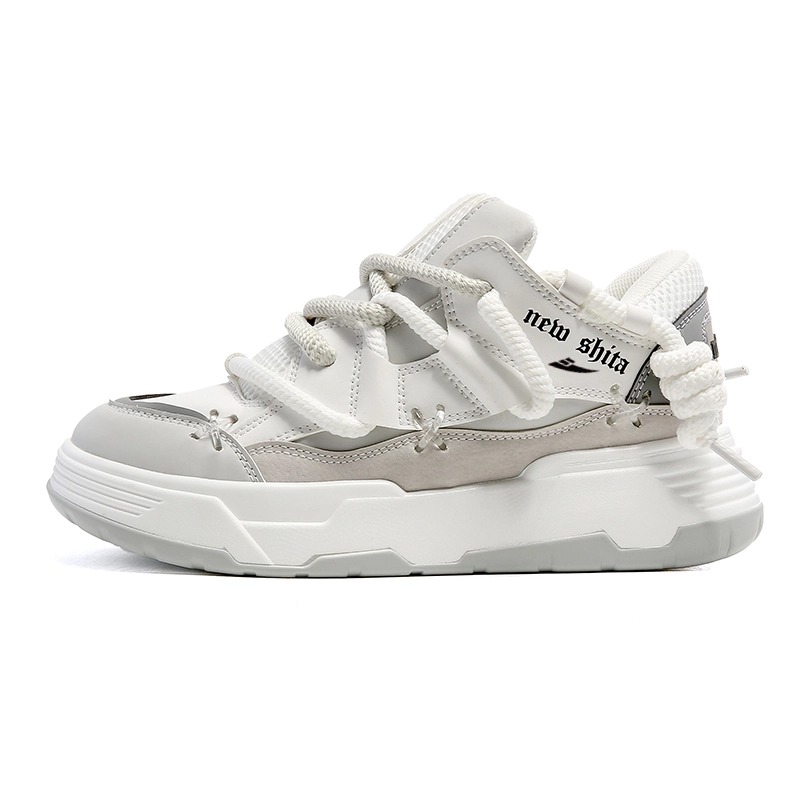 

Kuding Скользоустойчивые амортизирующие высотоувеличивающие низкие скейтборд кроссовки унисекс бело-серые, цвет White Gray