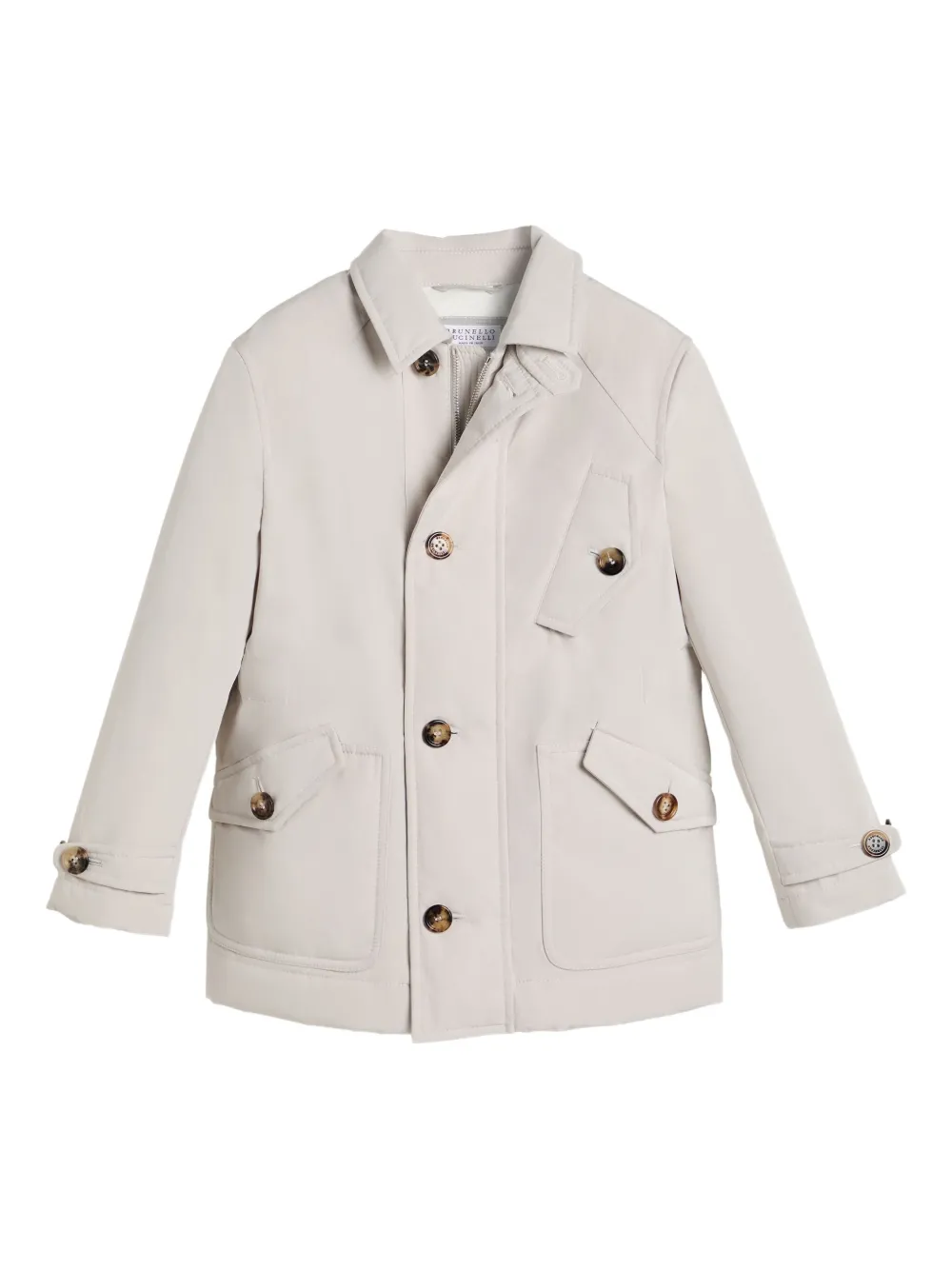 

Однобортная куртка Brunello Cucinelli Kids, нейтральный