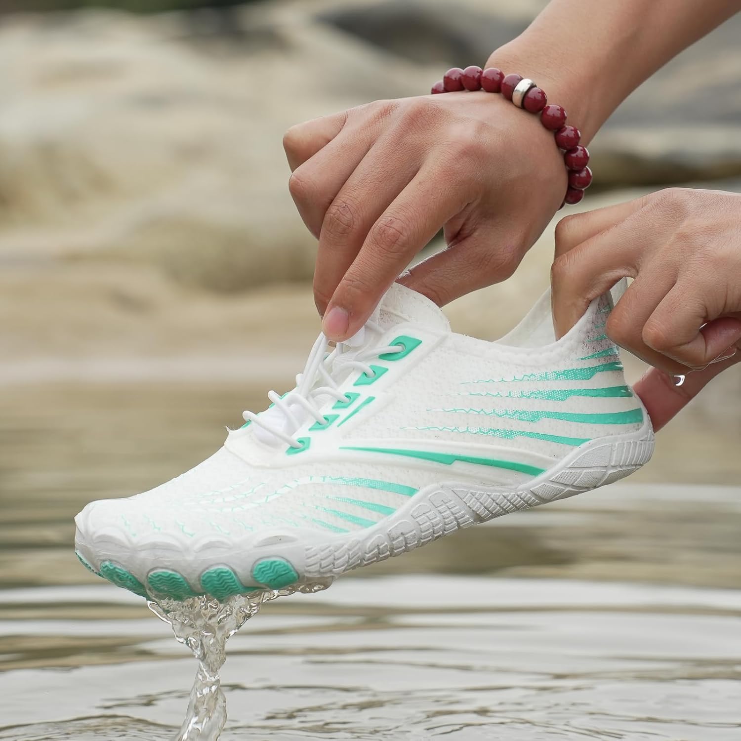 Женские кроссовки Kubbon Barefoot с широкой носовой частью, противоскользящие, унисекс, для спорта, активного отдыха и бега, быстросохнущая водная обувь для походов и прогулок, зеленый — фото 4