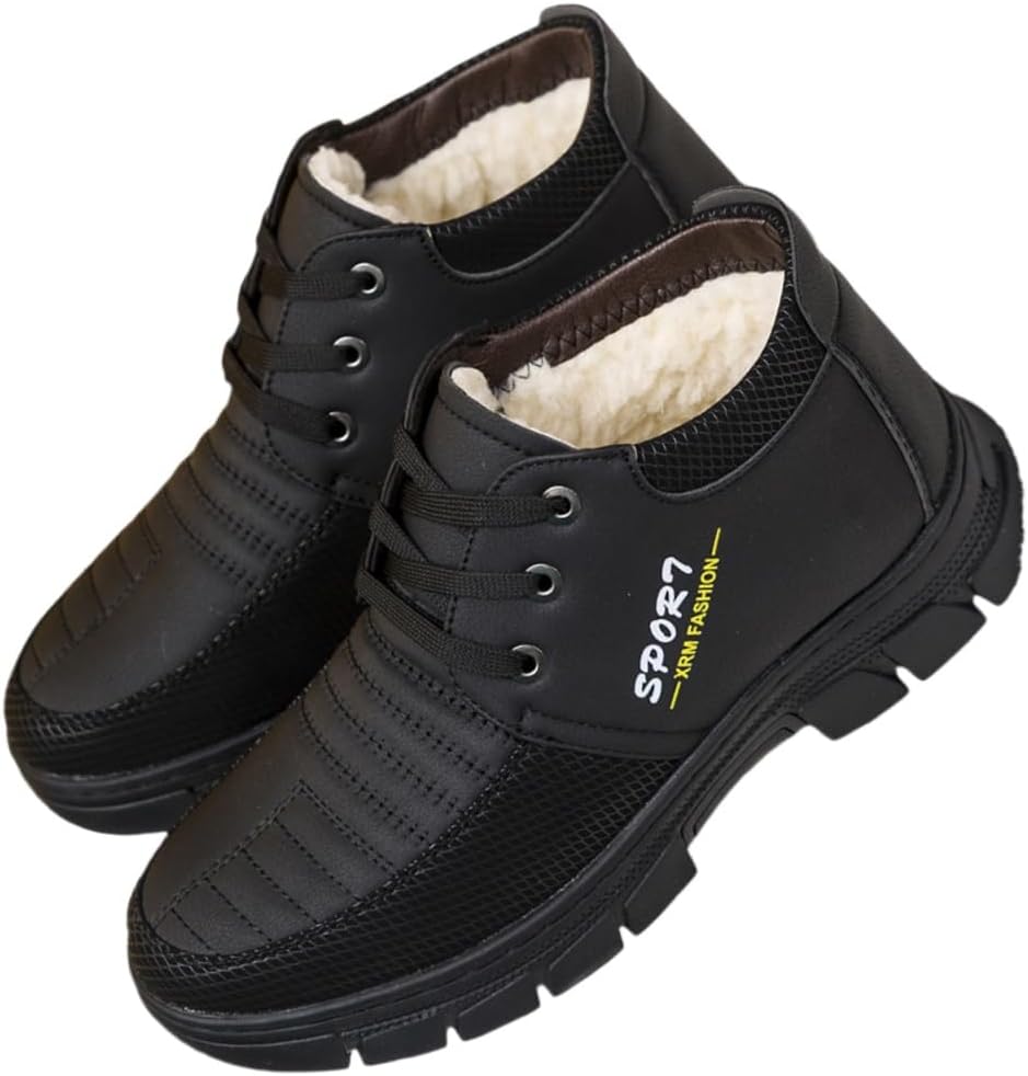 

Зимние мужские сапоги FmShi с мягкой подошвой, утолщенные, теплые, противоскользящие и прочные, подходят для активного отдыха, альпинизма и повседневной носки, черный