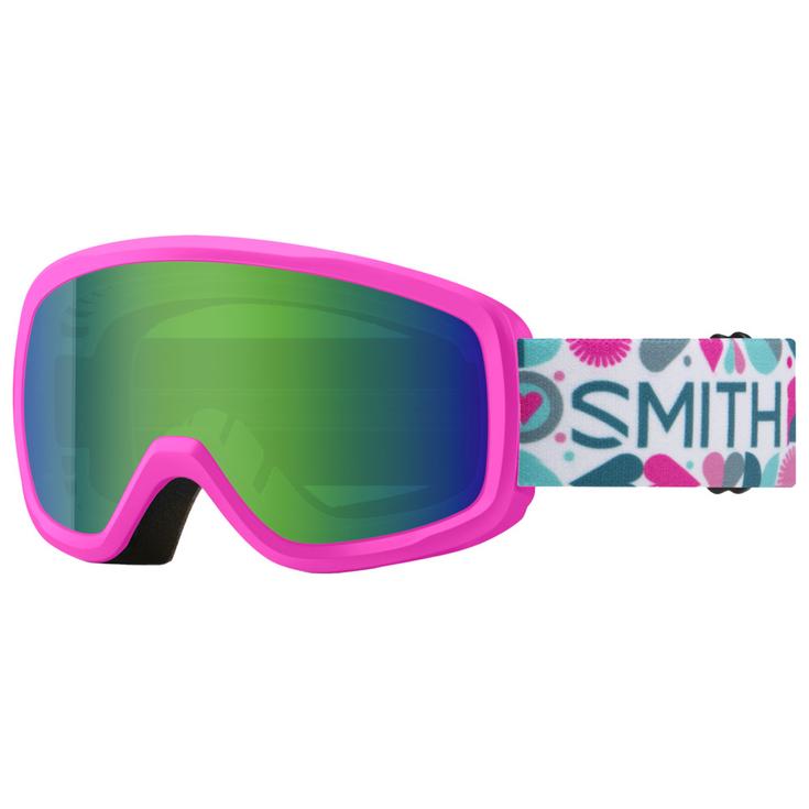 

Горнолыжные очки Snowday JR, яркие розовые сердца, зеленые, Sol-X, зеркальные Smith