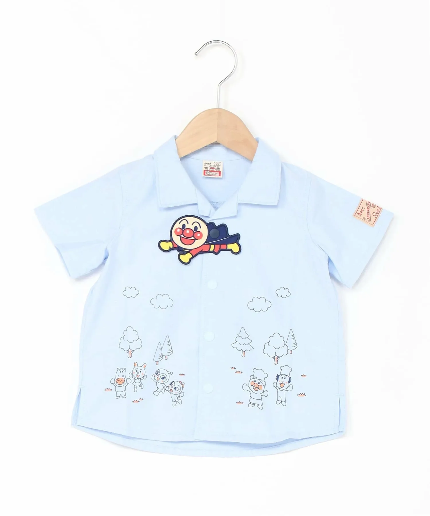 Детская коллекция Anpanman / (K) Футболка с коротким рукавом и аппликацией в виде пуговиц Anpanman Anpanman Kids Collection, Saxophone Blue — фото 2