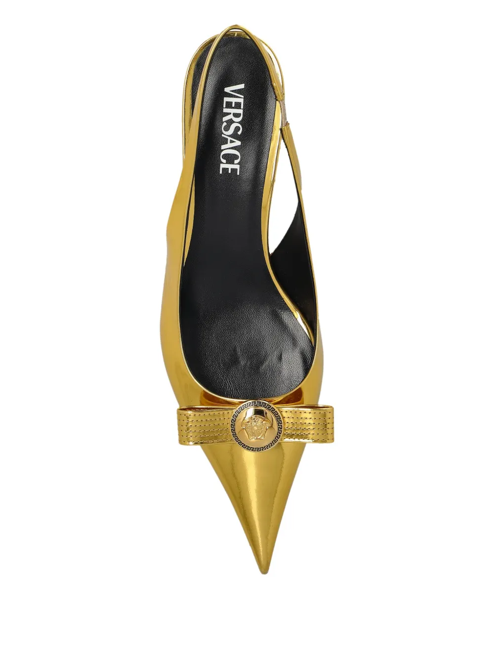 Туфли с ремешком на пятке и эффектом металлик VERSACE, золотой — фото 4