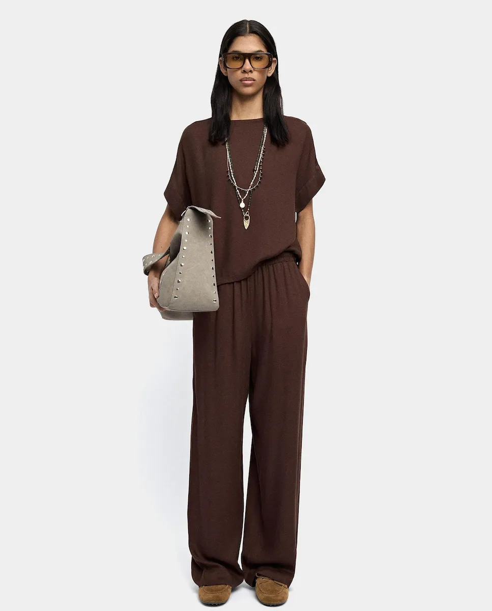 

Женские прямые брюки, 100% вискоза, однотонные Parfois, коричневый