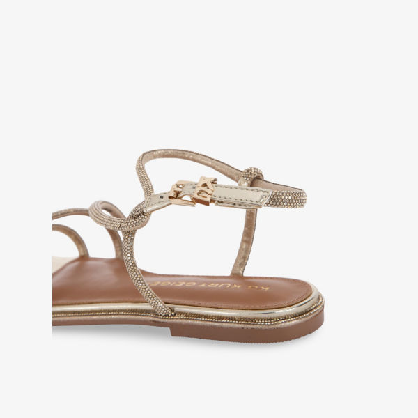 Сандалии Kg Kurt Geiger с кристаллами плетёные, золотой — фото 4