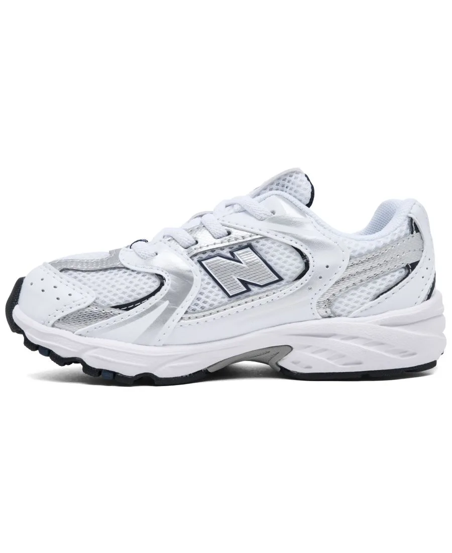 Детские кроссовки на шнуровке 530 Stretch от Finish Line New Balance, белый, темно-синий — фото 3