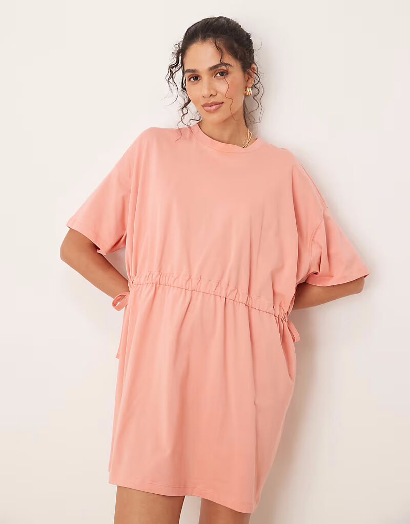 

Мини-платье ASOS DESIGN с короткими рукавами и талией в терракотовом цвете
