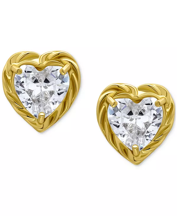 

Серьги-Гвоздики с подвеской в форме сердца из кубического циркония, эксклюзивно в Macy's Giani Bernini, gold