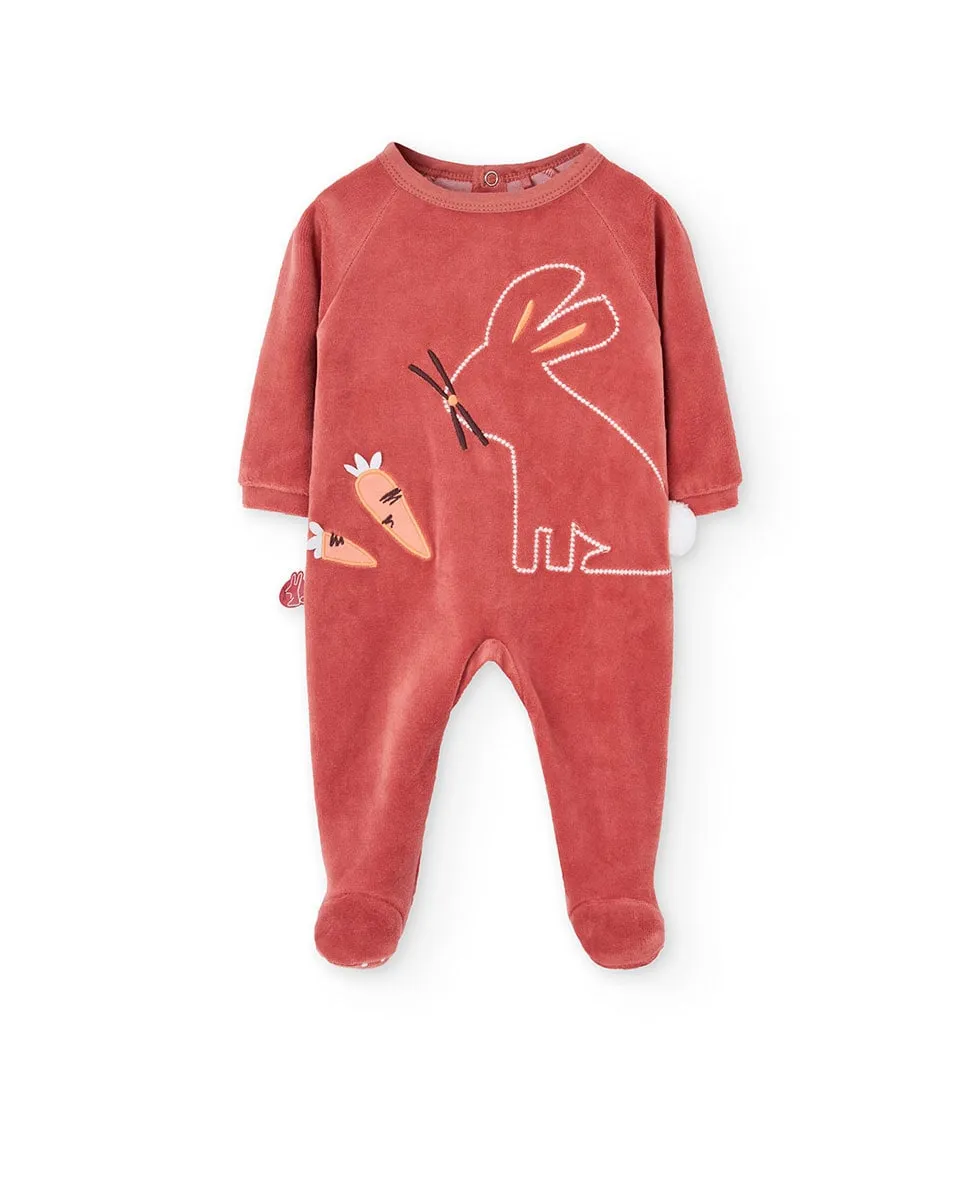 

Бархатный детский комбинезон с длинными рукавами Boboli, терракотовый