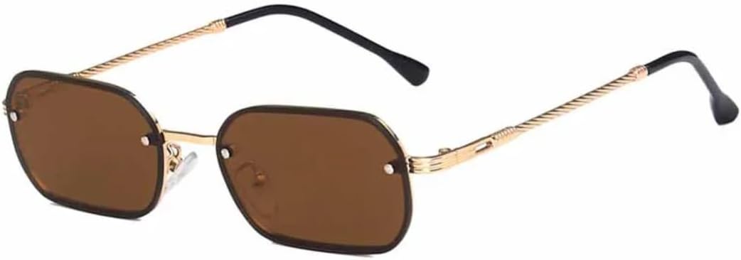 

Солнцезащитные очки с защитой UV400 | Без оправы, черные линзы конфетного цвета | Для женщин и мужчин, для занятий спортом на открытом воздухе и вождения DSVIGF, Gold Brown