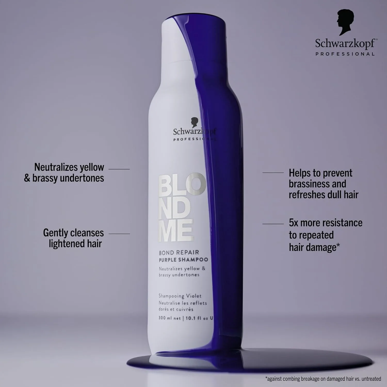 BlondMe Bond Repair Purple Shampoo для блонда | нейтрализует желтизну и медные оттенки | укрепляет, восстанавливает и предотвращает ломкость | для увлажненных и здоровых холодных тонов 1000 мл (.), purple — фото 2
