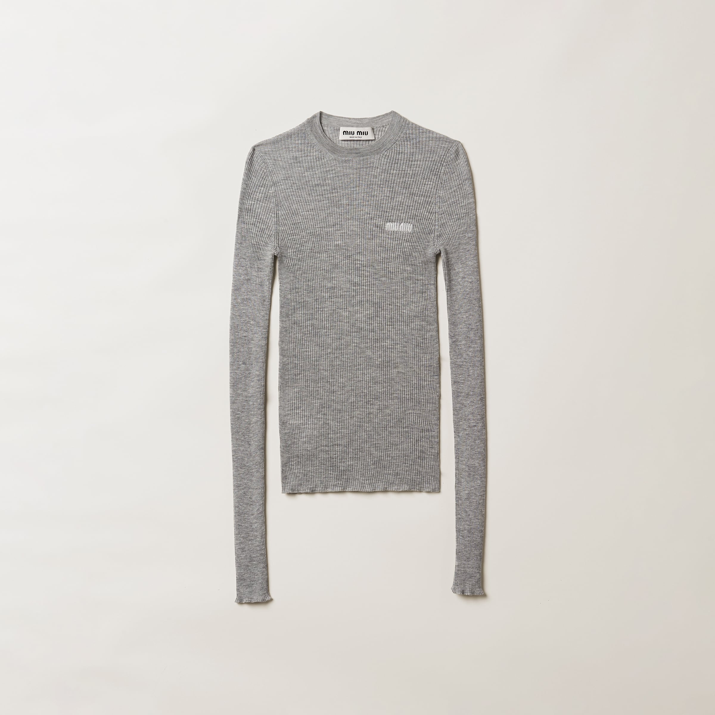 

Свитер из кашемира и шелка MIU MIU, серый