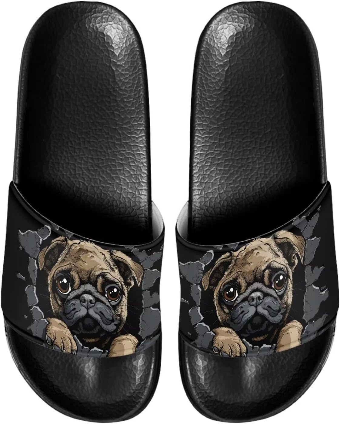 

Сланцы для мужчин с нескользящей подошвой, открытый носок, легкие в уходе, комфортная посадка, для пляжа и повседневной ходьбы Ocwfudsx, Pug