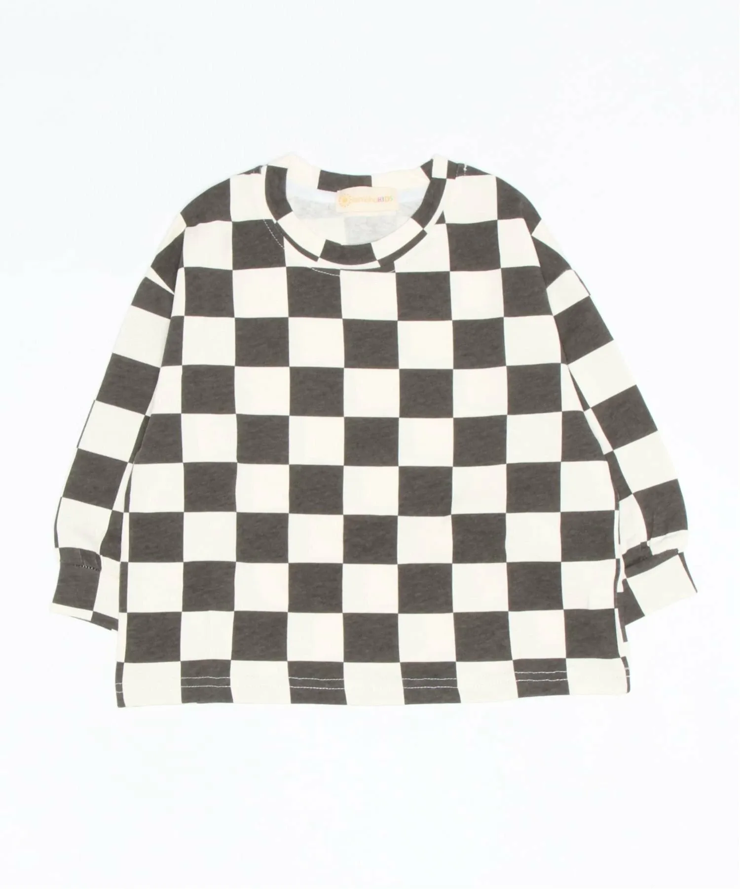Топ в клетку с блочным принтом, сшитый по фигуре Aimoha Kids, gray — фото 2