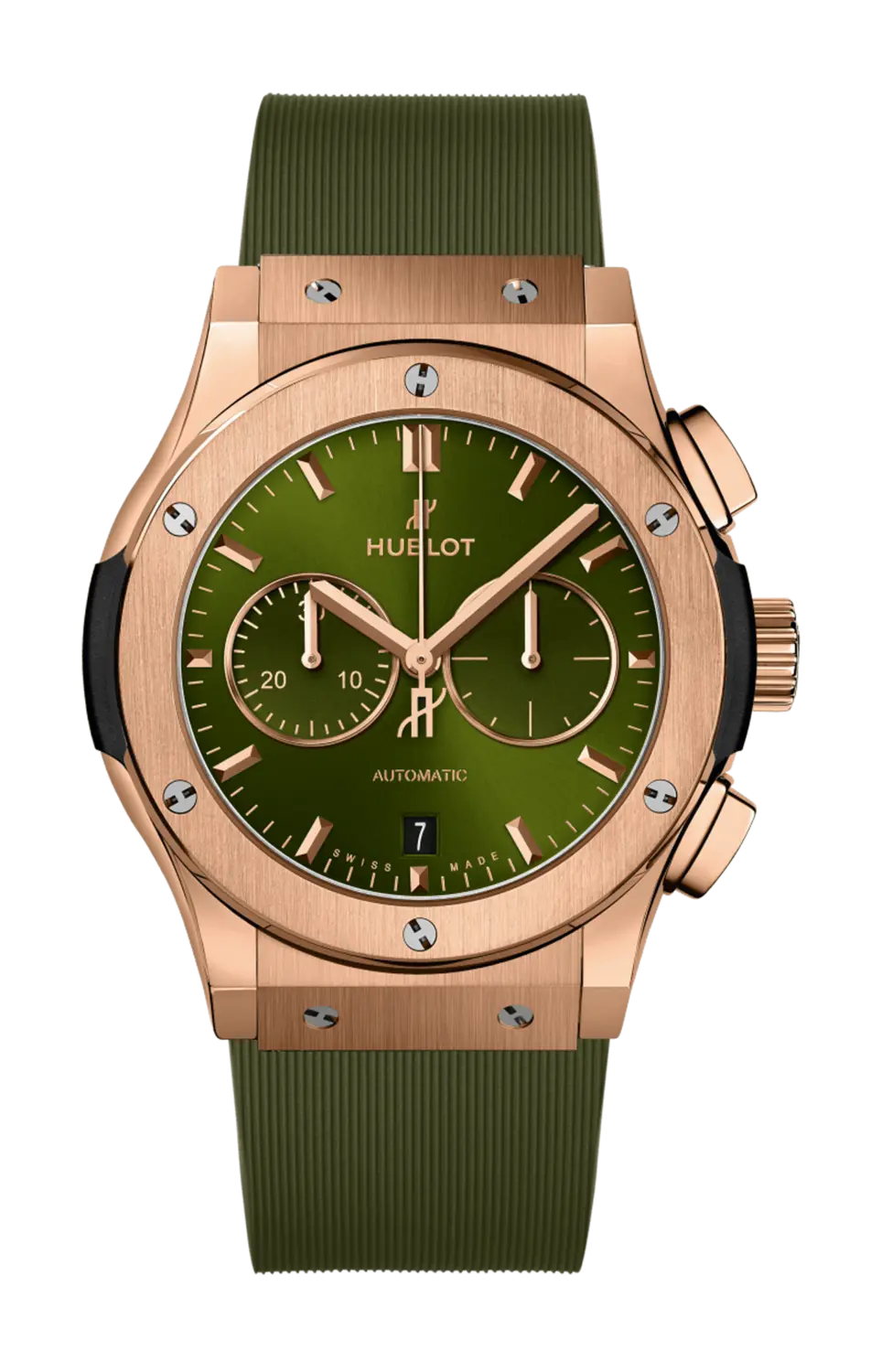 

Часы classic fusion chronograph king gold green 42 мм Hublot