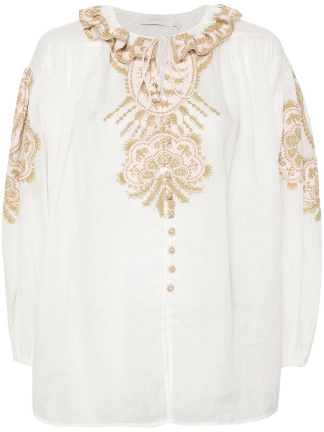 

ZIMMERMANN блузка Waverly с вышивкой, нейтральный цвет
