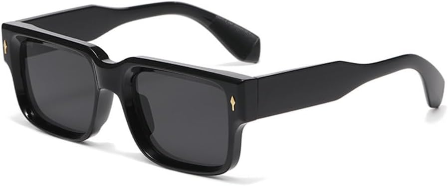 

Ретро-солнцезащитные очки квадратной формы для женщин, серые полоски, защита от УФ-излучения UV400, модные заклепки, мужские прозрачные солнцезащитные очки с градиентом MTZJH, Black Black