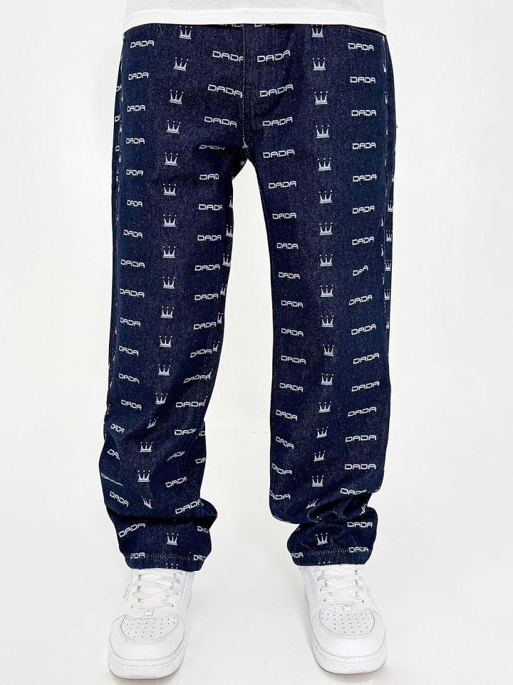 

Джинсы свободного кроя с принтом по всей поверхности синего цвета DADA