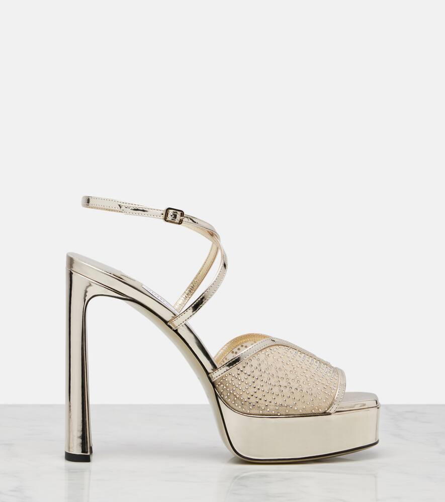 Karli 125 сандалии на платформе из сетки и кожи Jimmy Choo, Gold/Gold — фото 4