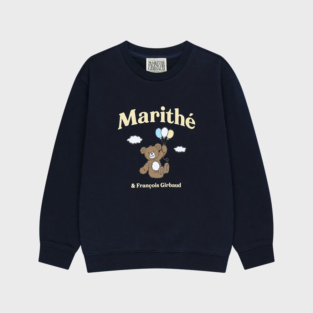 Детский синий свитшот с медведем Balloon от Marithé Kids — фото 2