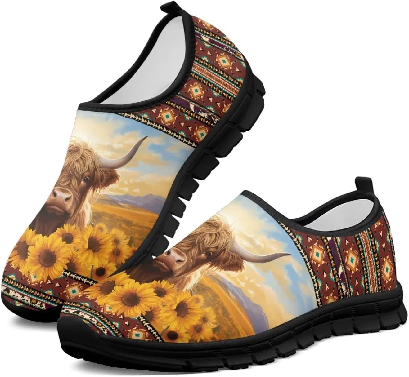 Мокасины с принтом, Mens, Highland Cow Yreiwoby