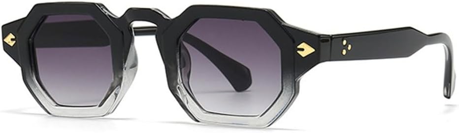 

Солнцезащитные очки LVTFCO Retro Polygon для женщин с заклепками, градиентные, с защитой от УФ-излучения UV400; солнцезащитные очки для мужчин в стиле панк, Black Gray Gradient