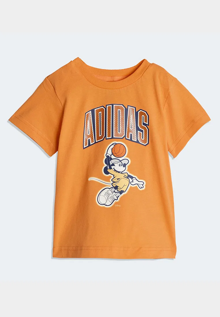 Детский комплект футболка и шорты, с Микки Маусом, Disney x ADIDAS, белый/оранжевый — фото 2