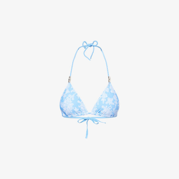 

Топ бикини Heidi Klein Playa Paraiso треугольный двусторонний, бело-голубой