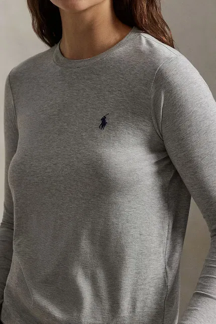 Лонгслив из мягкого хлопка Polo Ralph Lauren, серый — фото 4